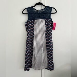 navy and white dress